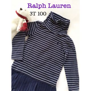 ポロラルフローレン(POLO RALPH LAUREN)のポロラルフローレン　ボーダー紺ワンピース☆3T 100☆美品(ワンピース)