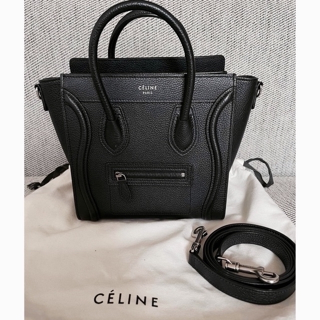 特別価格 celine 旧ロゴCELINEセリーヌラゲージナノブラック ショルダーバッグ