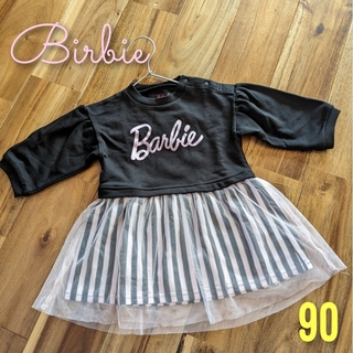 バービー(Barbie)の新品☆【Barbie バービー】チュール ワンピース ブラック ストライプ 90(ワンピース)