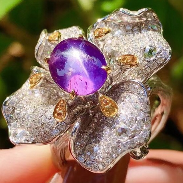 天然 スターサファイア リング ペンダントトップ2Way4.3ct k18