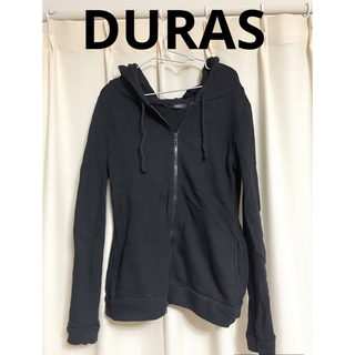 デュラス(DURAS)のDURAS デュラス　パーカー　黒　ブラック　無地　綿100%  ジップアップ(パーカー)