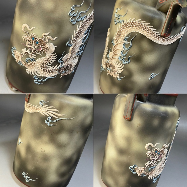 ☆逆輸入☆オールドノリタケ 高さ12.5cm ドラゴン盛り上げ 花瓶WW1878
