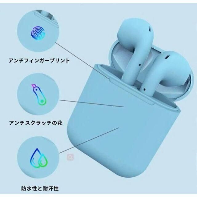 大人気のマカロンカラー♪ Bluetoothイヤホン 色：青 スマホ/家電/カメラのオーディオ機器(ヘッドフォン/イヤフォン)の商品写真