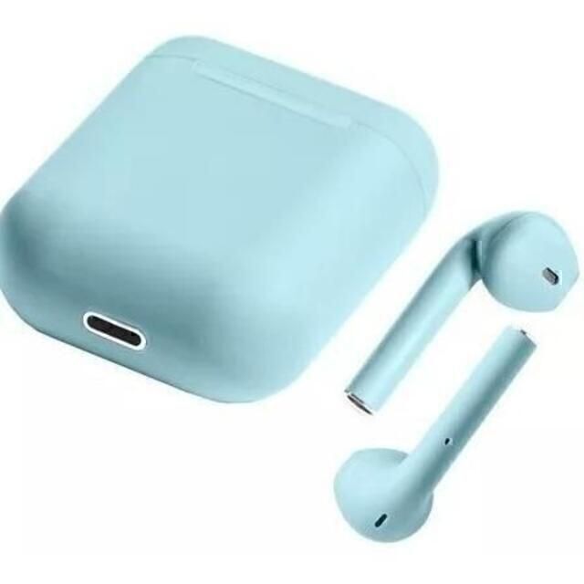 大人気のマカロンカラー♪ Bluetoothイヤホン 色：青 スマホ/家電/カメラのオーディオ機器(ヘッドフォン/イヤフォン)の商品写真