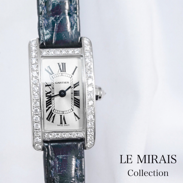 お気に入りの Cartier 腕時計 レディース ダイヤ ミニ タンクアメリカン 【保証書付】カルティエ 腕時計
