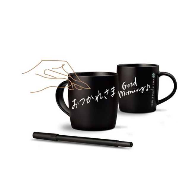 Starbucks Coffee(スターバックスコーヒー)の【非売品】スターバックス　手書きメッセージが書ける　マグカップ2個　専用ペン インテリア/住まい/日用品のキッチン/食器(グラス/カップ)の商品写真