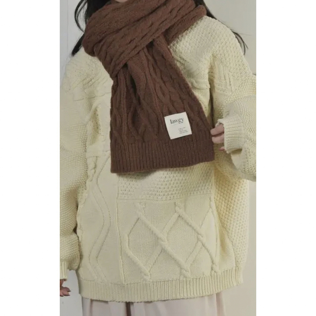 lawgy cable knit muffler ケーブル ニット マフラー