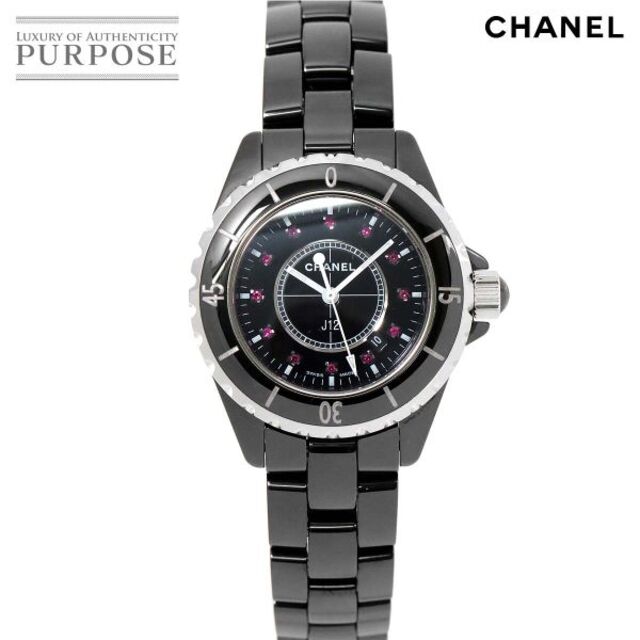 CHANEL - シャネル CHANEL J12 33mm H1634 レディース 腕時計 12P ルビー ブラック 文字盤 ブラック セラミック クォーツ ウォッチ VLP 90180086