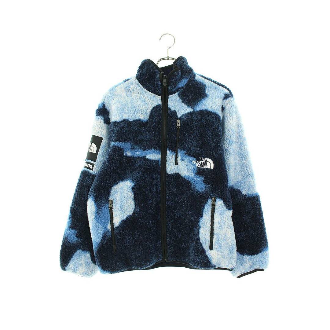 シュプリーム ×ノースフェイス THE NORTH FACE 21AW Bleached Denim Print Fleece Jacket タイダイフリースブルゾン メンズ L