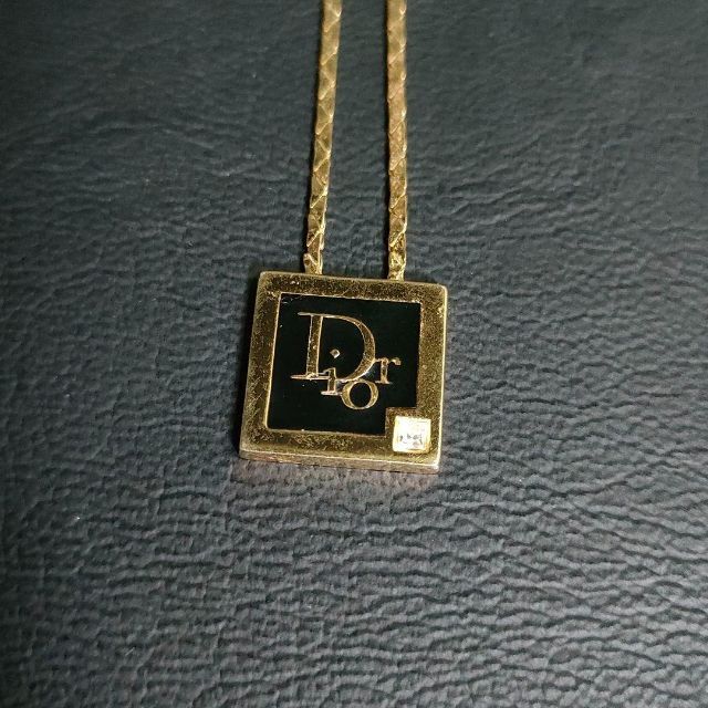 美品】Dior ディオール ネックレス ゴールド ブラック CDロゴ スクエア