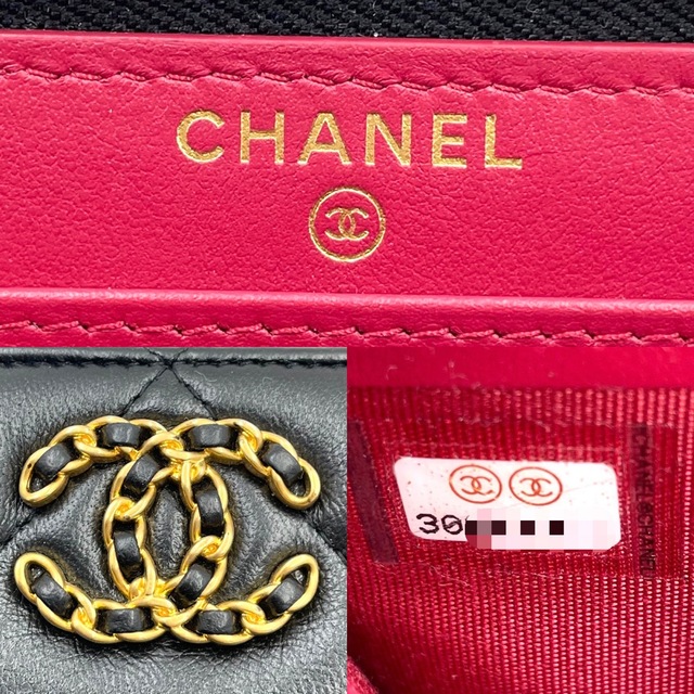 CHANEL シャネル 長財布 19 ナインティーン ラウンドファスナー ココマーク ココ チェーン AP1063 ラムスキン    ブラック 黒 ゴールド金具 レディース ギフト【品】