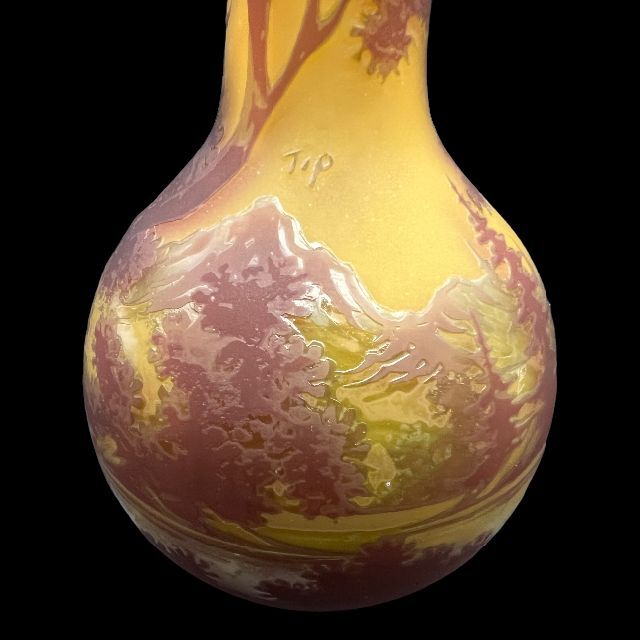 【証明書付】高さ24㎝ エミールガレ 花瓶 カメオ彫 アンティーク 　花器