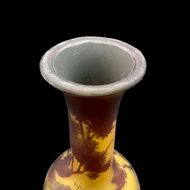 【証明書付】高さ24㎝ エミールガレ 花瓶 カメオ彫 アンティーク 　花器