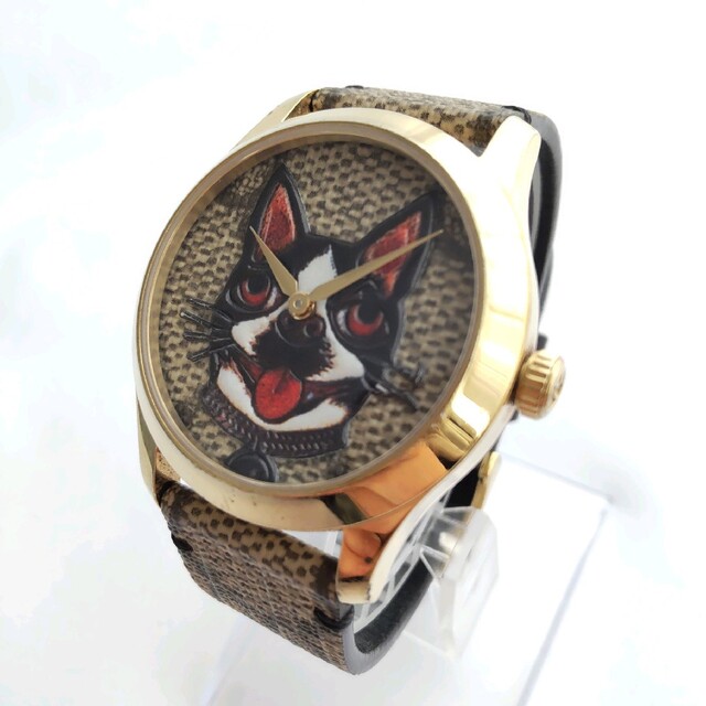 レア 稼動 グッチ GUCCI ボストンテリア Gタイムレス クオーツ時計