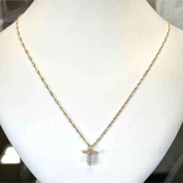 可愛い!k18 クロス ダイヤ 0.20ct ネックレス 1.80g M1171 | www
