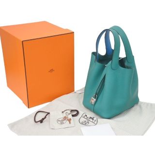 エルメス(Hermes)の新品同様 HERMES エルメス ピコタンロック エクラ PM 18 トリヨンクレマンス ヴェールヴェロン×青 D刻印 中古 46163(その他)