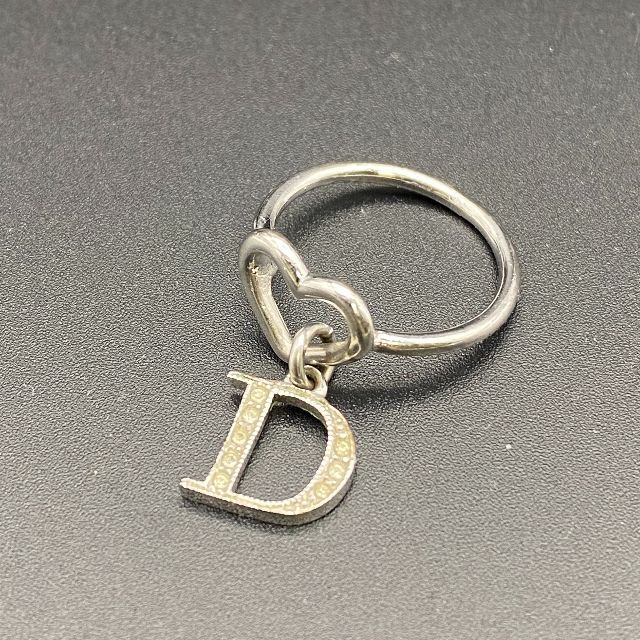 美品】クリスチャンディオール ロゴ ストーン ハート シルバー リング