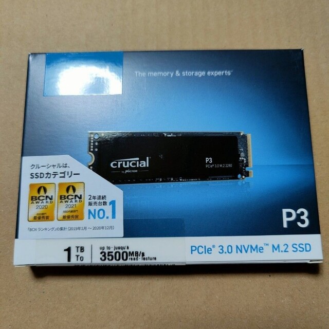 フォームファクター新品 Crucial P3 1TB NVMePCIe3.0 M.2 SSD