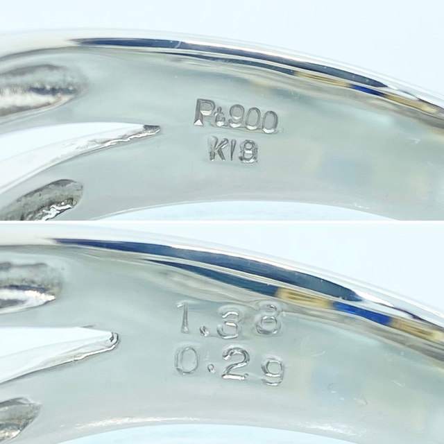 JB-3972】Pt900/K18 天然サファイア ダイヤモンド リング - リング(指輪)