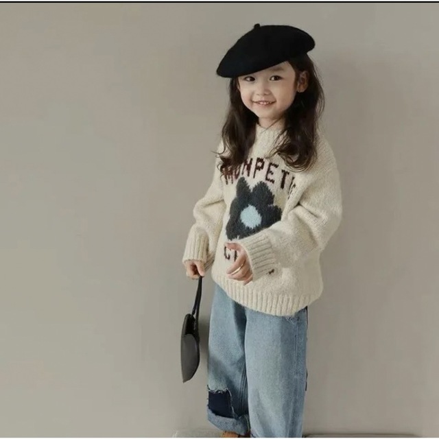 花柄　韓国　ニット　kids キッズ/ベビー/マタニティのキッズ服女の子用(90cm~)(カーディガン)の商品写真