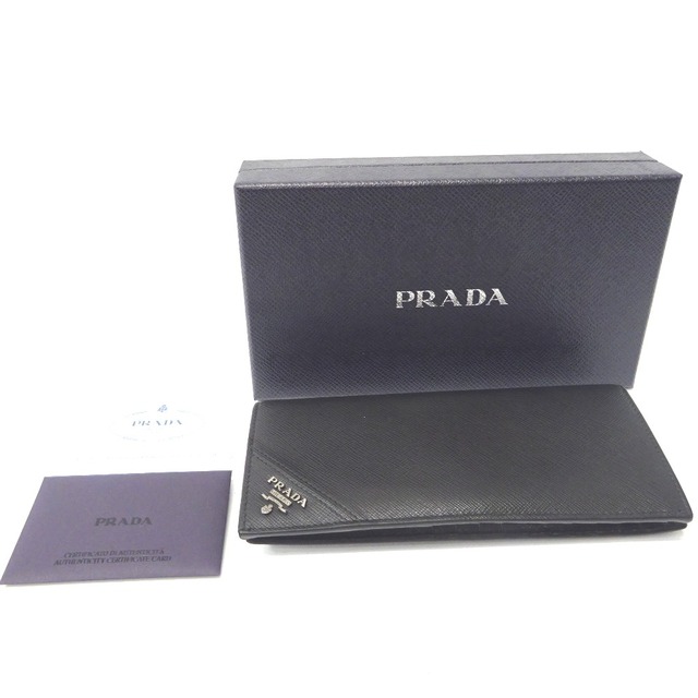 PRADA(プラダ)のプラダ 長財布 サフィアーノ 札入れ 2MV341 ブラック Ft579901 中古 メンズのファッション小物(長財布)の商品写真