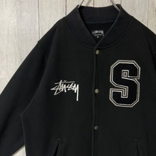 【状態良好】ステューシー スタジャン 黒 ウール パイル地 ビックロゴ
