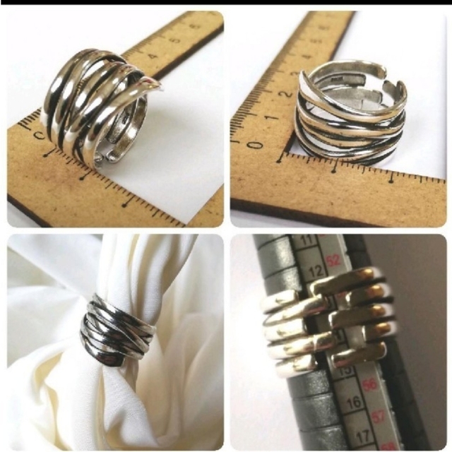 5連＆硬結び リング セット フリーサイズ サムリング 親指 韓国 お土産 指輪 レディースのアクセサリー(リング(指輪))の商品写真