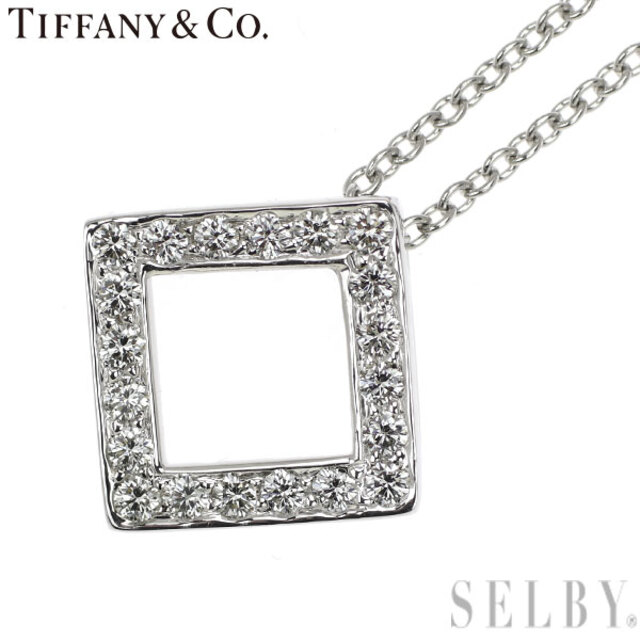 Tiffany & Co. - ティファニー Pt950 ダイヤモンド ペンダントネックレス オープンスクエア
