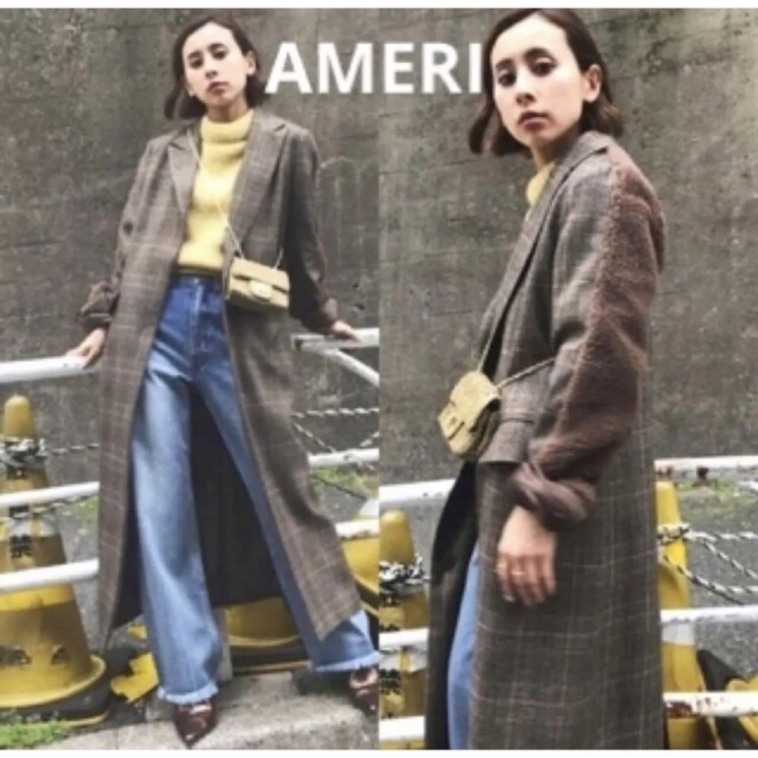 ameri vintage グレンチェック コート 赤