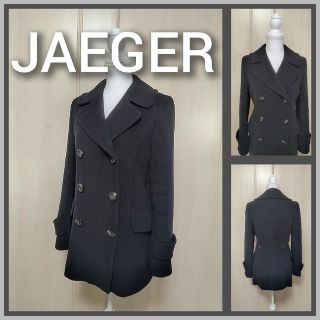 JAEGER イエガー ロングカシミヤピーコート ブラック サイズ10 L相当-
