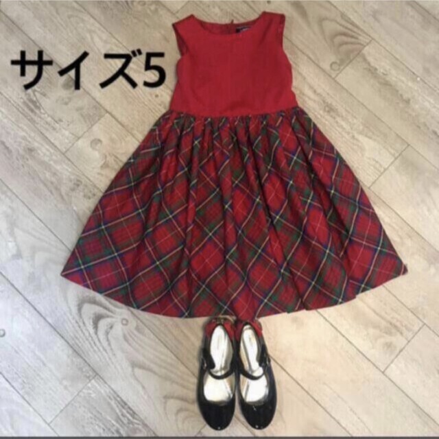 サイズ5 ワンピース、靴　セット キッズ/ベビー/マタニティのキッズ服女の子用(90cm~)(ドレス/フォーマル)の商品写真