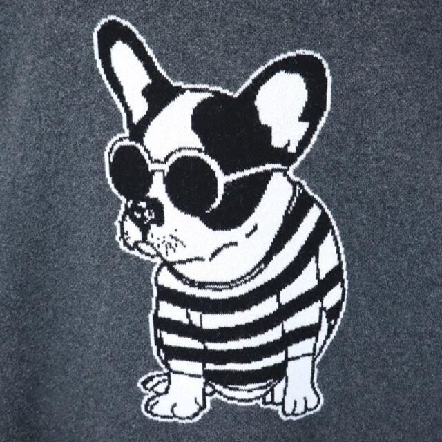フランシスカ 犬 ニット L グレー fLAnsisCA 長袖 セーター メンズ 【中古】 【230127】