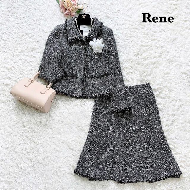 René(ルネ)の【美品】Rene　高級TISSUE社　ツイード　スカートスーツ　セレモニー　36 レディースのフォーマル/ドレス(スーツ)の商品写真