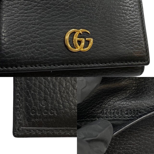 Gucci(グッチ)の極 美品 保存箱付 GUCCI グッチ ダブルG GG ロゴ 金具 Wホック レザー 本革 三つ折り 財布 折り財布 ミニ ウォレット ブラック 黒 1597b レディースのファッション小物(財布)の商品写真