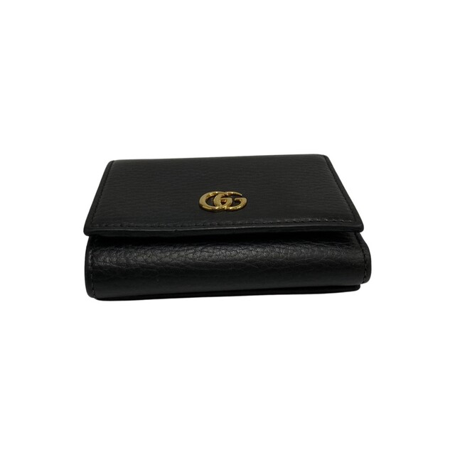 Gucci(グッチ)の極 美品 保存箱付 GUCCI グッチ ダブルG GG ロゴ 金具 Wホック レザー 本革 三つ折り 財布 折り財布 ミニ ウォレット ブラック 黒 1597b レディースのファッション小物(財布)の商品写真