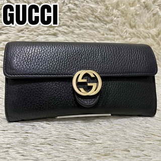Gucci - 美品✨グッチ 長財布 インターロッキング GG レザー ブラック 598166