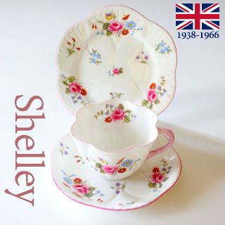 ロイヤルアルバート(ROYAL ALBERT)の1級品 シェリー Shelley ローズ デイジー トリオ カップ&ソーサー(グラス/カップ)