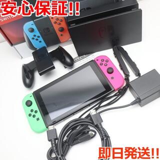 ニンテンドースイッチ(Nintendo Switch)の美品 Nintendo Switch ネオングリーンネオンピンク (家庭用ゲーム機本体)
