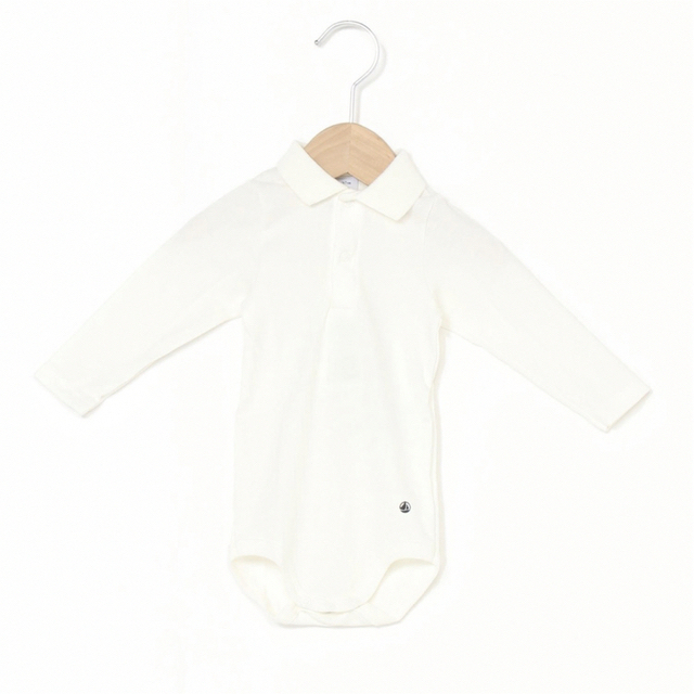 PETIT BATEAU(プチバトー)のプチバトー　petit bateau 長袖襟付きボディ　6m/67cm キッズ/ベビー/マタニティのベビー服(~85cm)(肌着/下着)の商品写真