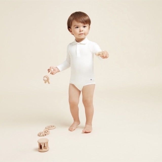 PETIT BATEAU(プチバトー)のプチバトー　petit bateau 長袖襟付きボディ　6m/67cm キッズ/ベビー/マタニティのベビー服(~85cm)(肌着/下着)の商品写真