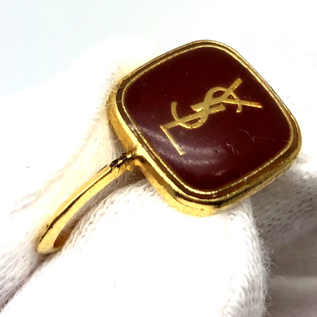YVES SAINT LAURENT YSLロゴ イヤリング ゴールド レッド - 3