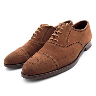 ジョンロブ(JOHN LOBB)のジョンロブ SEYMOUR セイモア スエードセミブローグレザーシューズ メンズ 茶 7.5E #2466 John Lobb(ドレス/ビジネス)