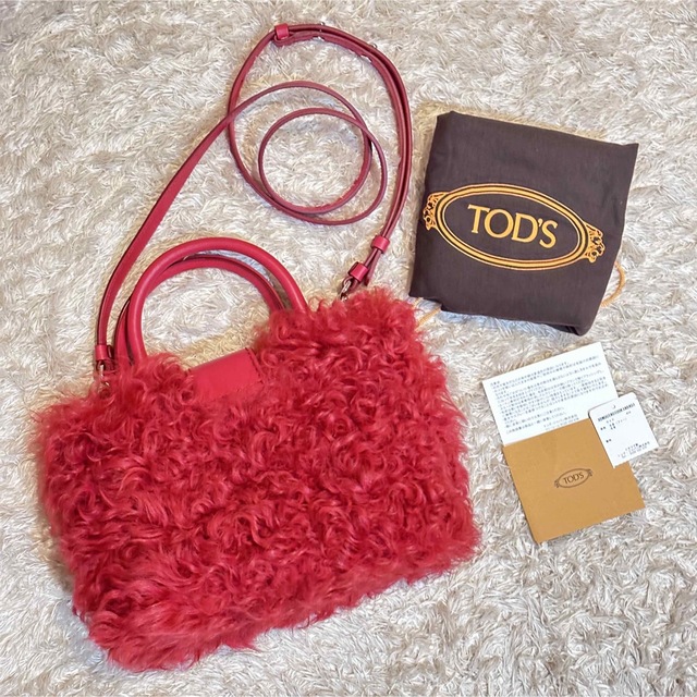 未使用TOD'sダブルTラムファー2way赤ショルダーバッグ 新品本物
