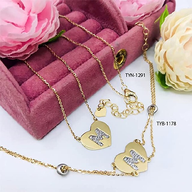 K18 YG/WG  Heart with Initial M  ネックレス レディースのアクセサリー(ネックレス)の商品写真