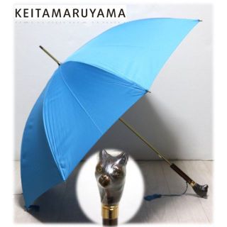 ケイタマルヤマ(KEITA MARUYAMA TOKYO PARIS)の新品タグ付き【ケイタマルヤマ】イタリア製 木製持ち手可愛いネコ 長傘 雨傘(傘)