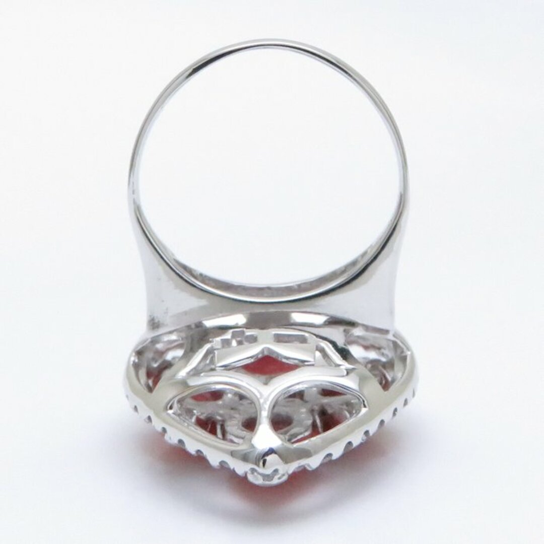 リング 指輪 サンゴ 珊瑚 ダイヤモンド1.08ct 10号 K18WG ホワイトゴールド/64572【FJ】