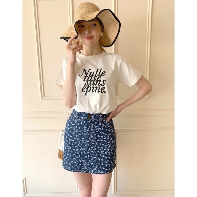 épine flower denim mini skirt