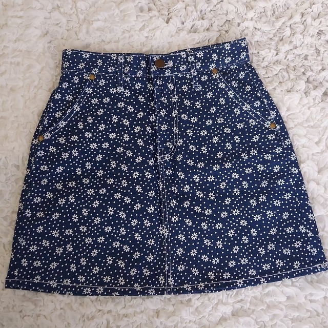 épine flower denim mini skirt