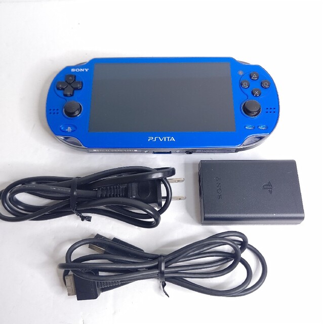 配送日指定可 psvita1000 サファイアブルー 極美品 本体 充電器