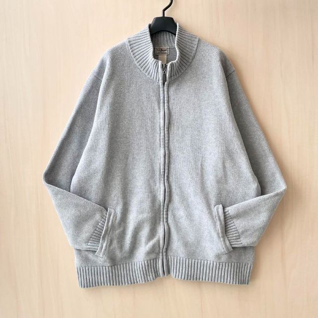 L.L.BEAN コットン ドライバーズニット フルジップ グレー